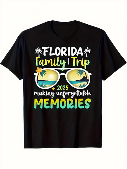 Men's Graphic T-Shirt Florida Family Trip Sunglasses With Palm Tree Reflections Under Summer Sunshine Memories