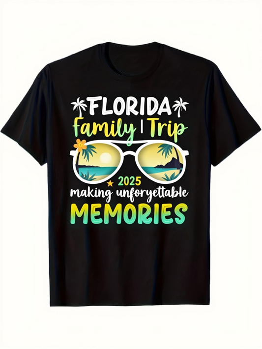 Men's Graphic T-Shirt Florida Family Trip Sunglasses With Palm Tree Reflections Under Summer Sunshine Memories