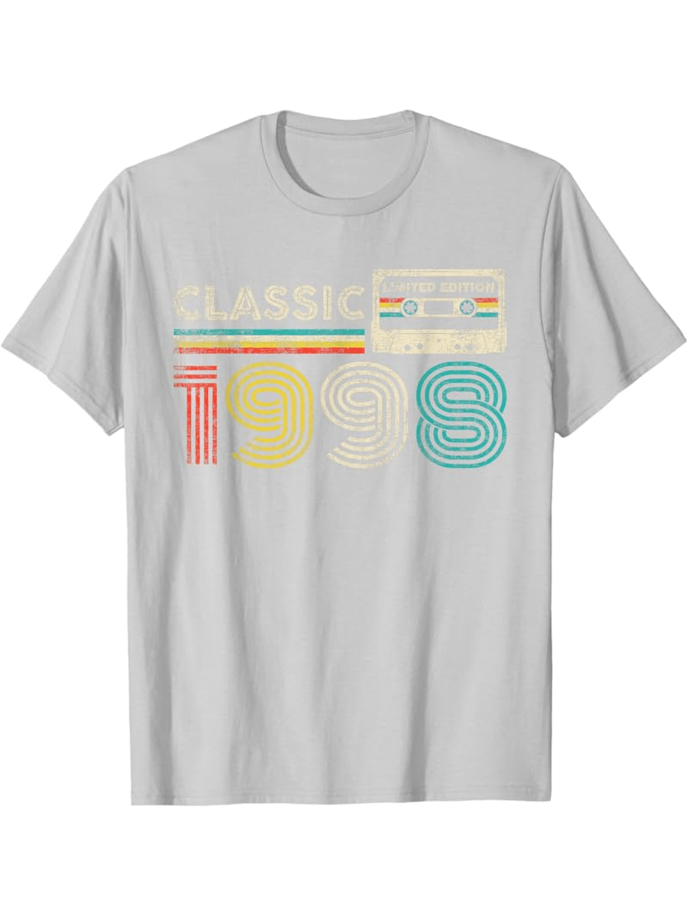 Men's Graphic T-Shirt Classic Retro Style With Colorful Striped Tape Deck Design Number