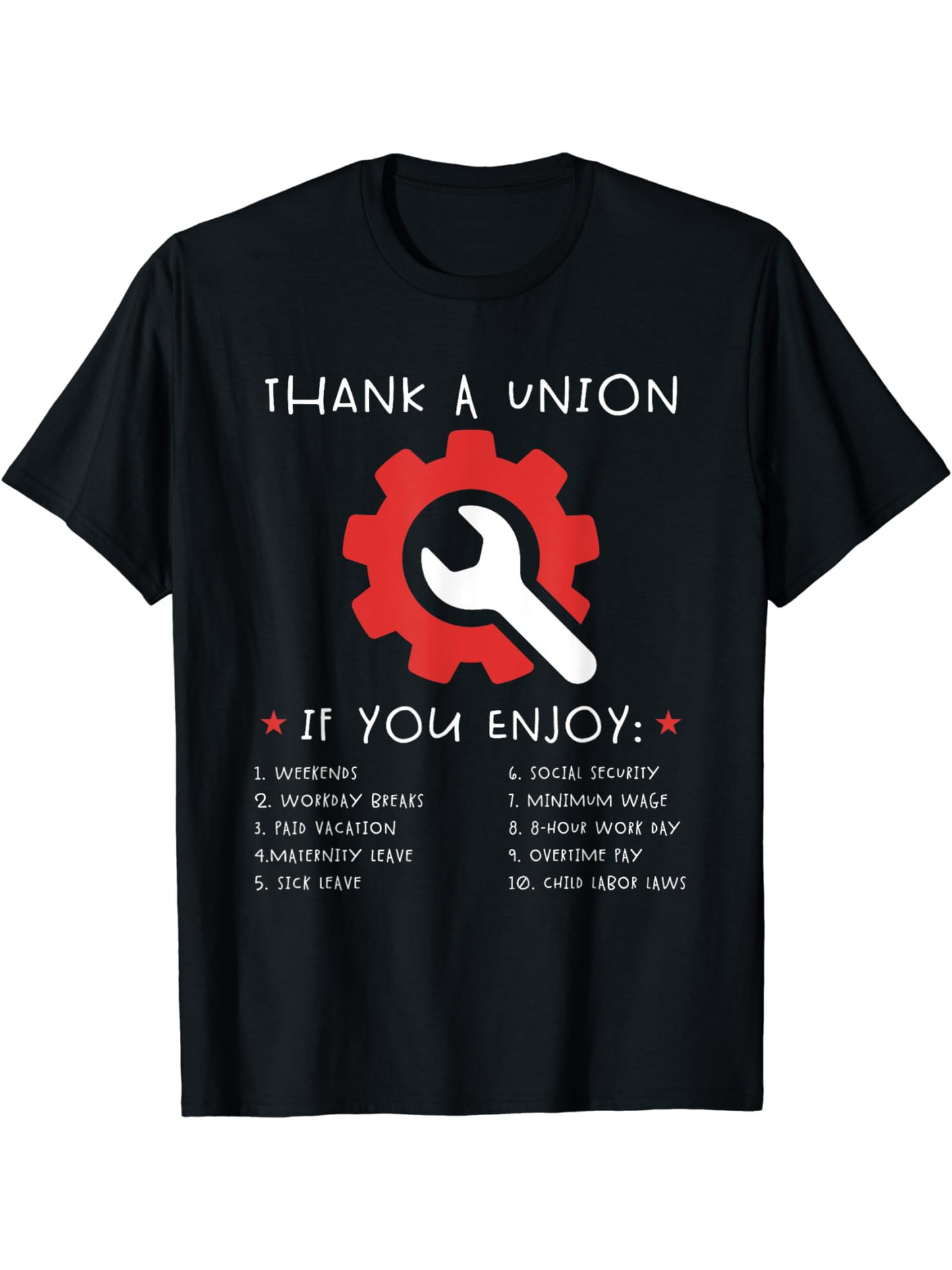 Men's Graphic T-Shirt Thank A Union Red Gear And White Wrench Among Motivational Spotlight Effects Shirt