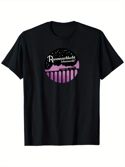 Men's Graphic T-Shirt Roman Architecture Night Sky With Purple Ancient Colonnade Ruins