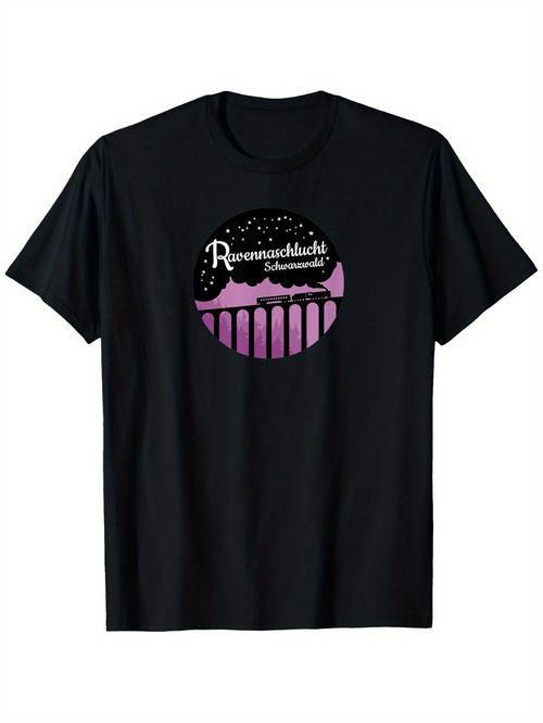 Men's Graphic T-Shirt Roman Architecture Night Sky With Purple Ancient Colonnade Ruins
