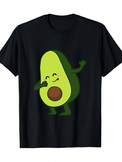 Men's Graphic T-Shirt Cheerful Cartoon Character Avocado Dancing With Joyful Expression Avocado