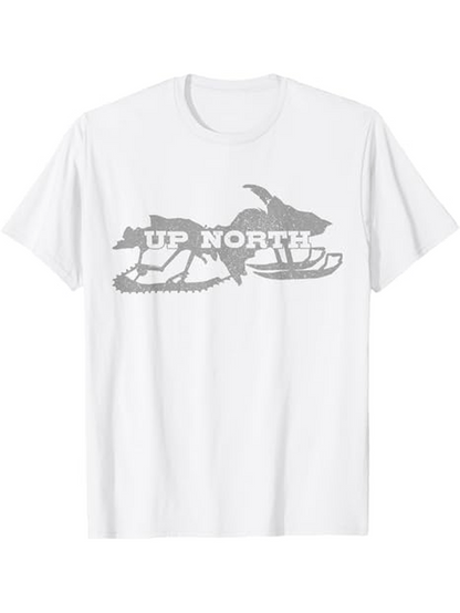 Men's Graphic T-Shirt Up North Wolf Snowy Landscape With Sled And Pine Trees