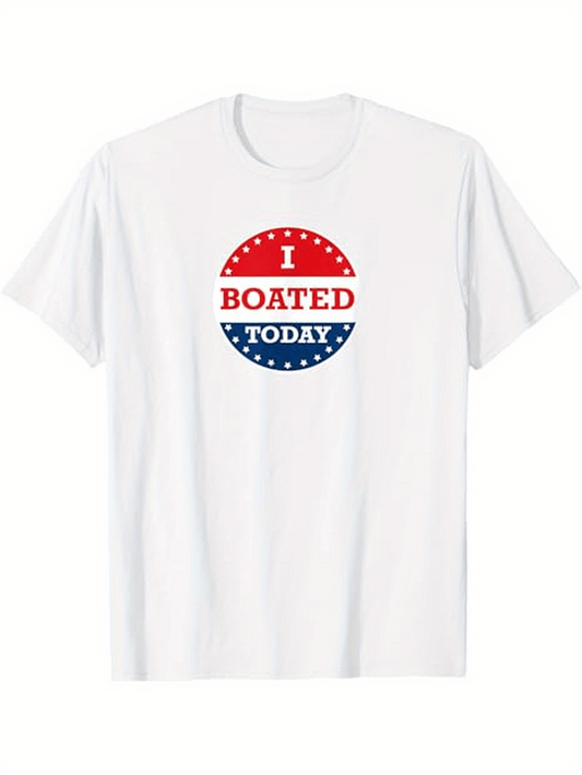 Men's Graphic T-Shirt I Boated Today Patriotic Circle With Bold Statement Graphic