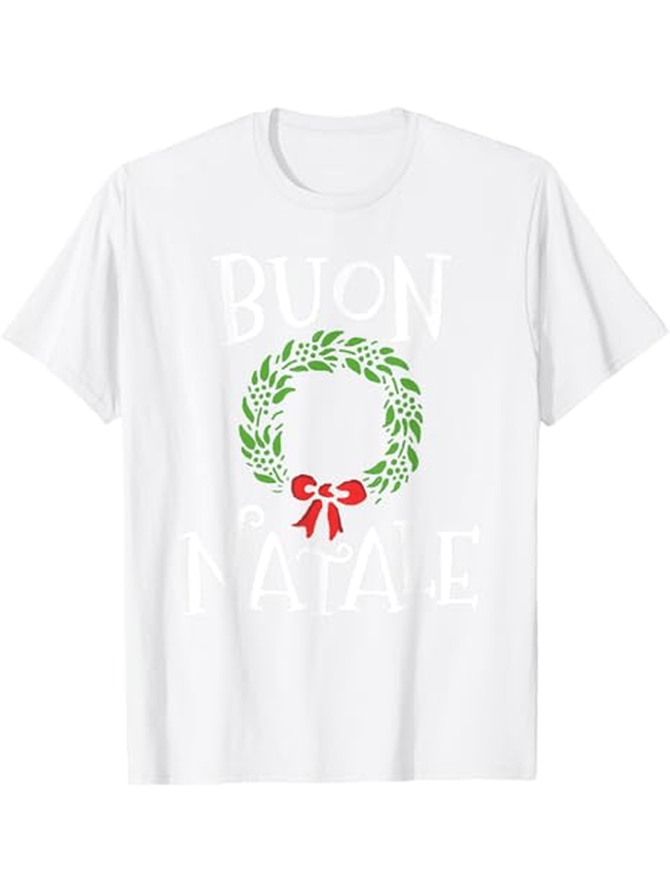 Men's Graphic T-Shirt Classic Green Laurel With Red Festive Ribbon Holiday Wreath