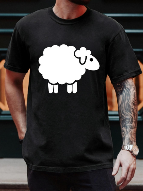 Men's Graphic T-Shirt Playful Curly Wool Cartoon Sheep With Big Eyes Sheep