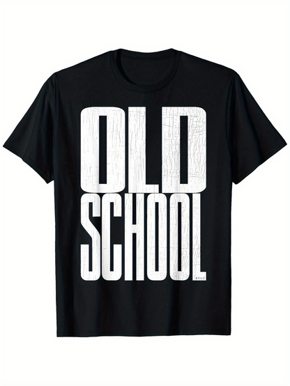 Men's Graphic T-Shirt Old School Bold Block Letters On Black Shirt