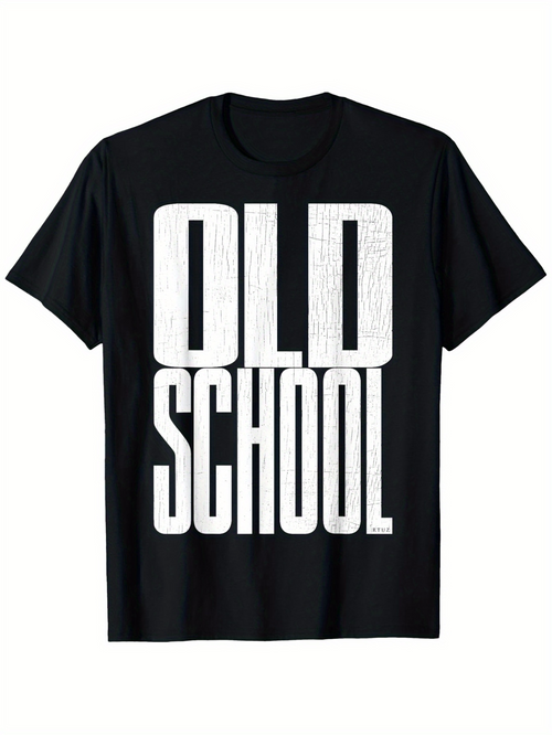 Men's Graphic T-Shirt Old School Bold Block Letters On Black Shirt
