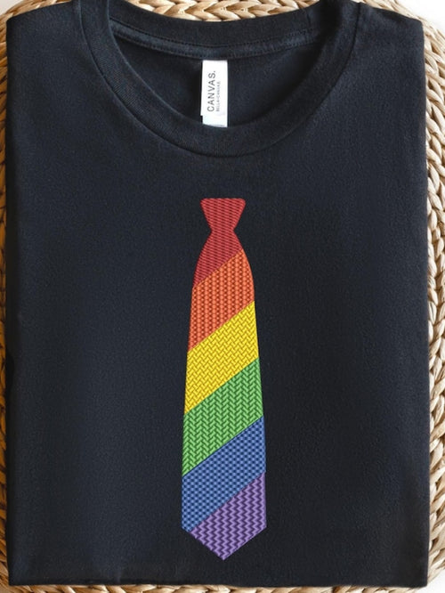 Men's Graphic T-Shirt Colorful Striped Pattern Symbolizing Pride Rainbow Tie