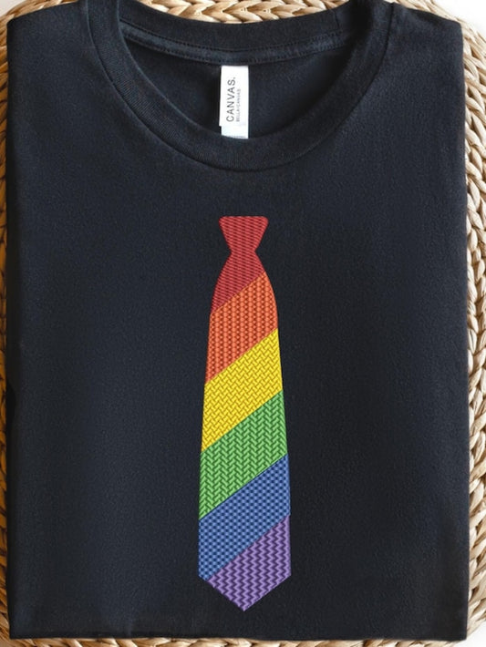 Men's Graphic T-Shirt Colorful Striped Pattern Symbolizing Pride Rainbow Tie