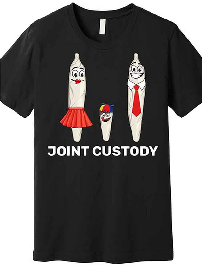 Men's Graphic T-Shirt Joint Custody Playful Cartoon Family With Smiling Faces Under Childlike Hats