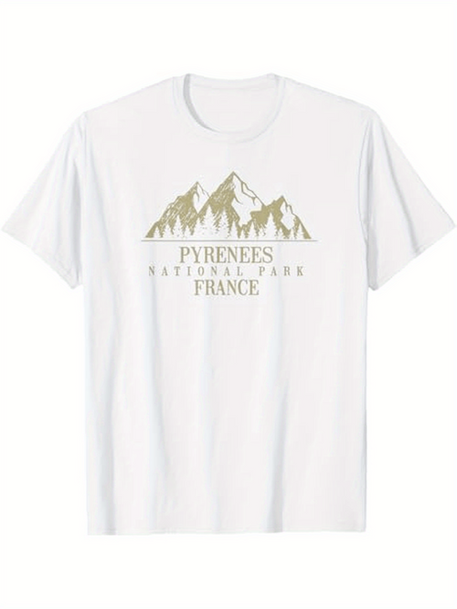 Men's Graphic T-Shirt Pyrenees National Park Peaks With Mountain Snow And Scenic France Landscape