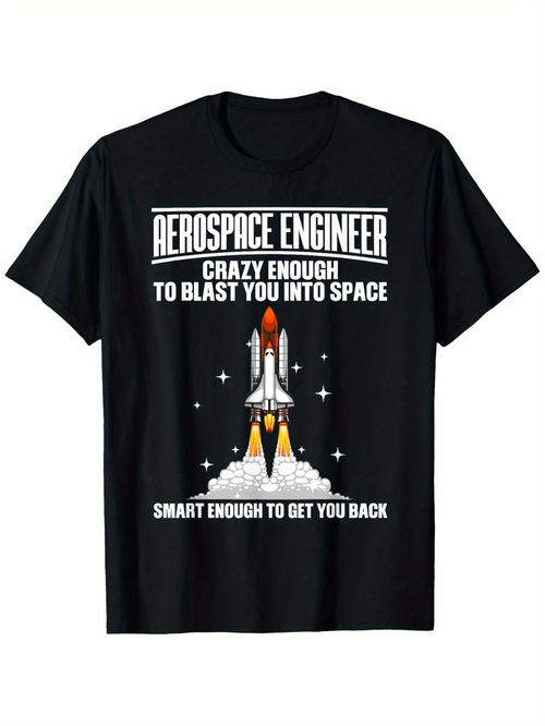 Men's Graphic T-Shirt Aerospace Engineer Blasting Rockets Through Star Filled Skies Shuttle