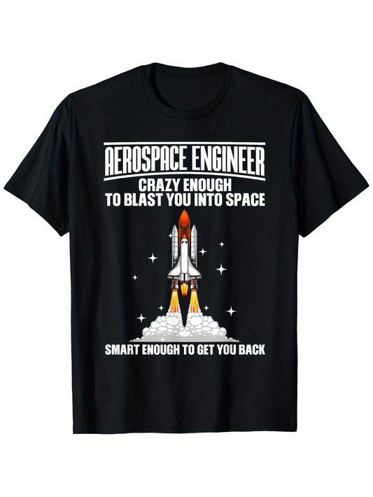 Men's Graphic T-Shirt Aerospace Engineer Blasting Rockets Through Star Filled Skies Shuttle