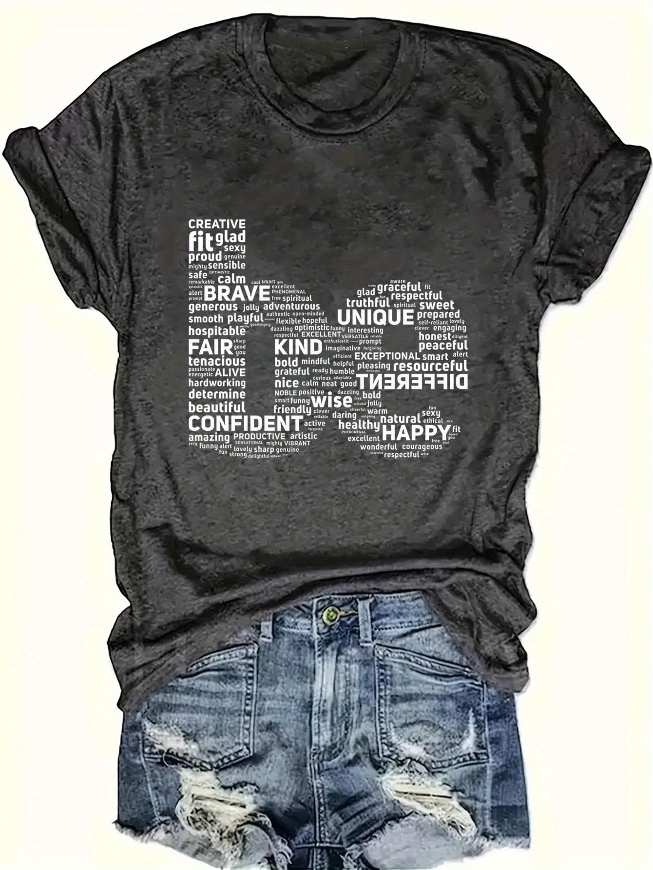 Men's Graphic T-Shirt Confident Wise Brave Fit Unique Kind Inspiring Fair Happy Bold Letter
