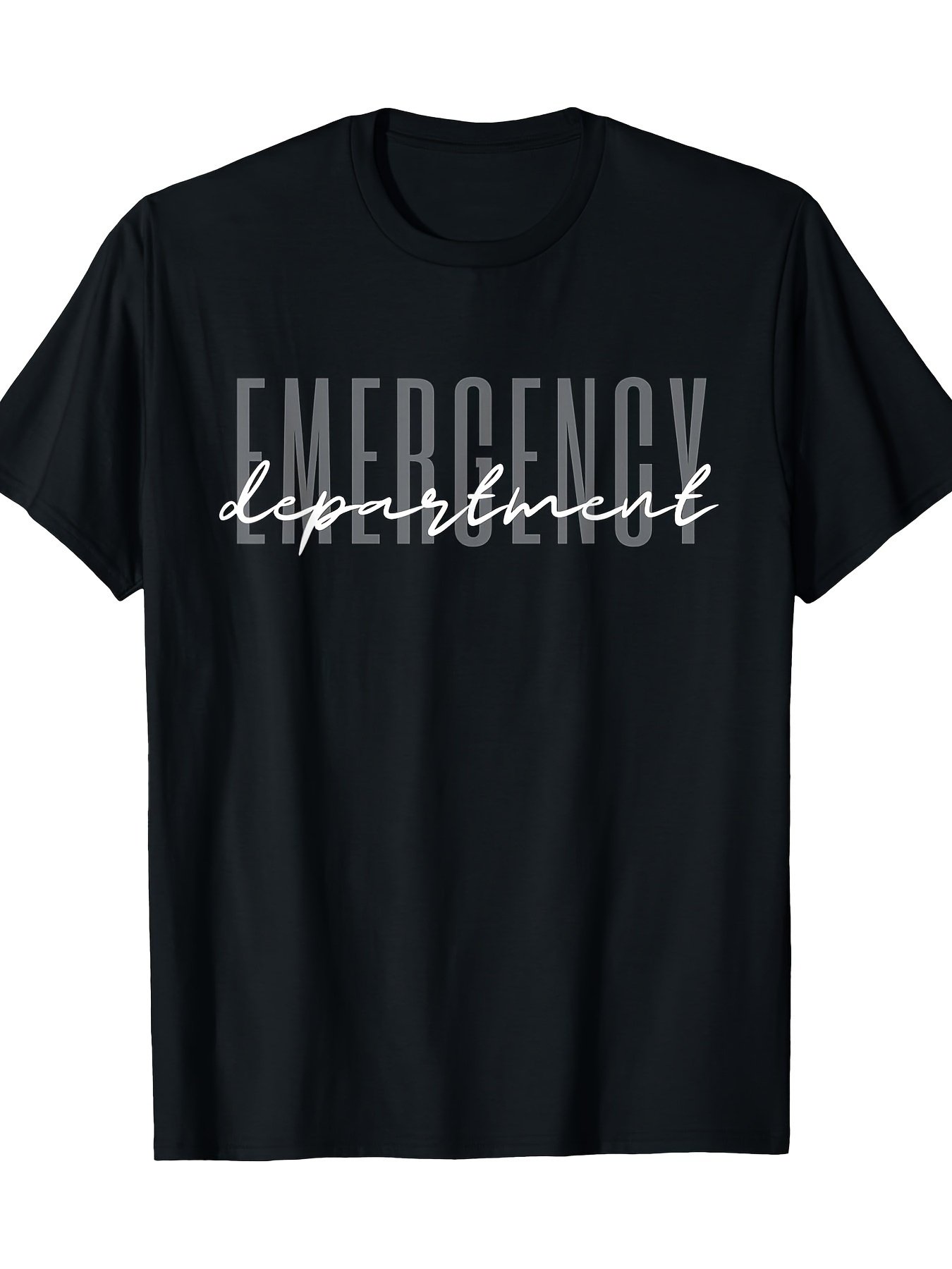 Men's Graphic T-Shirt Emergency Department Minimal Design With Layered Script Over Bold Text