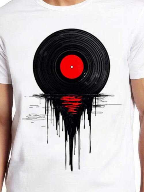 Men's Graphic T-Shirt Melting Reflections With Sunlight Over A Dripping Vinyl Record