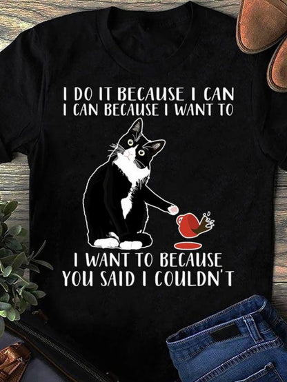 Men's Graphic T-Shirt Playful Cat With A Broken Flowerpot Scattered On Floor