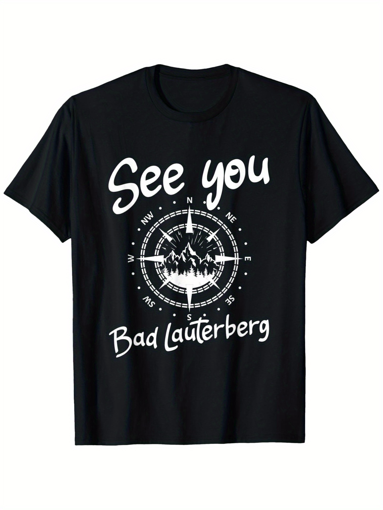 Men's Graphic T-Shirt See You Compass Adventure With Mountains Under Starry Sky