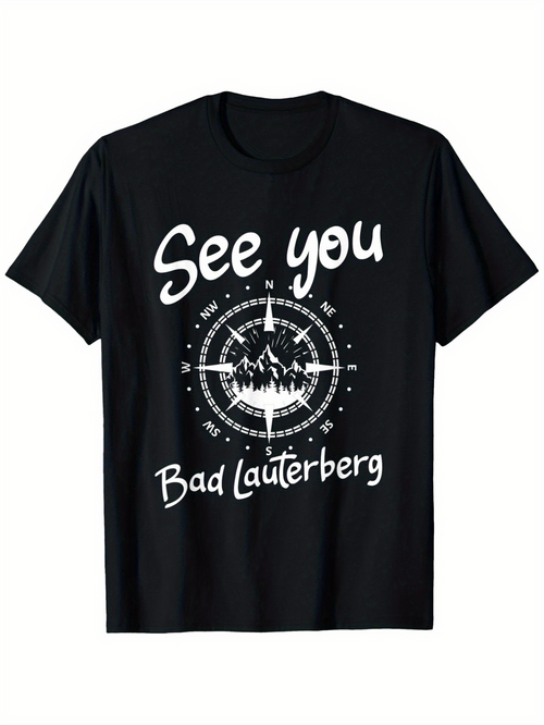 Men's Graphic T-Shirt See You Compass Adventure With Mountains Under Starry Sky