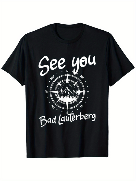 Men's Graphic T-Shirt See You Compass Adventure With Mountains Under Starry Sky