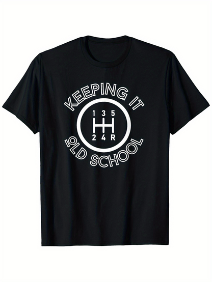 Men's Graphic T-Shirt Keeping It Old School Classic Manual Gear Shift Pattern T Shirt