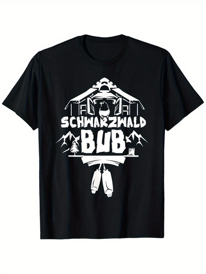 Men's Graphic T-Shirt Schwarzwald Bub Traditional House With Hanging Smoked Sausages Forest Mountain