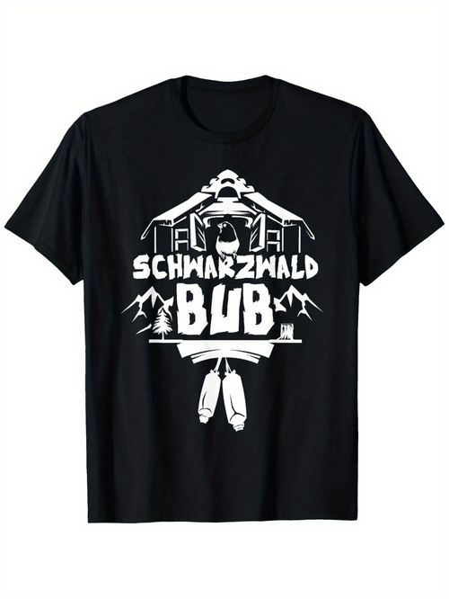 Men's Graphic T-Shirt Schwarzwald Bub Traditional House With Hanging Smoked Sausages Forest Mountain