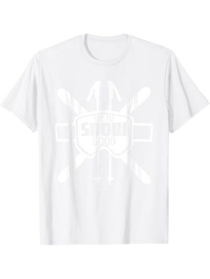 Men's Graphic T-Shirt Snow And Shield With Crossed Ski Poles And Arrow