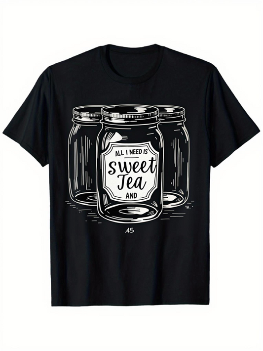 Men's Graphic T-Shirt All I Need Is Sweet Tea With Three Shiny Glass Mason Jars