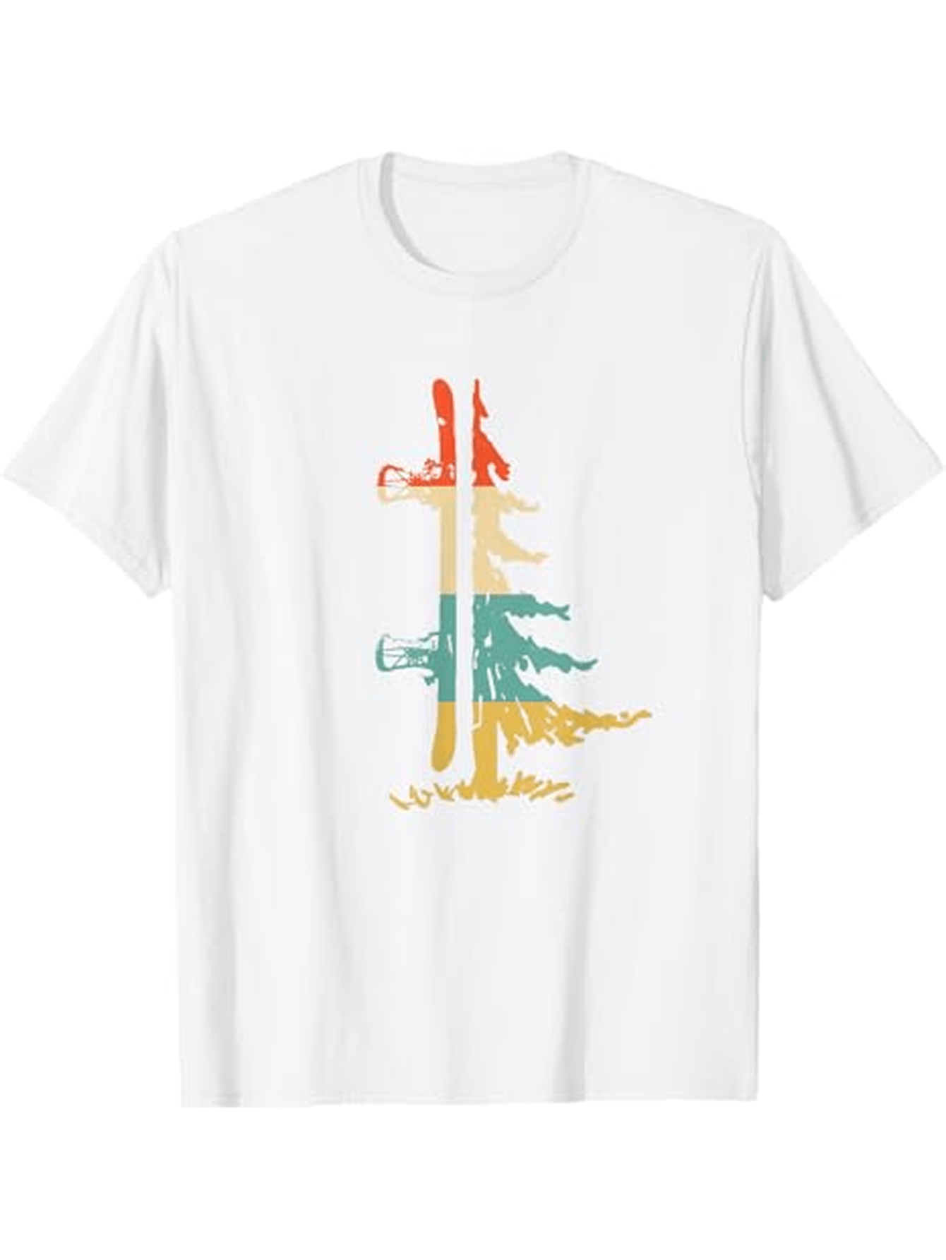 Men's Graphic T-Shirt Colorful Forest With Silhouettes Of Dinosaurs Under Tall Pine Tree