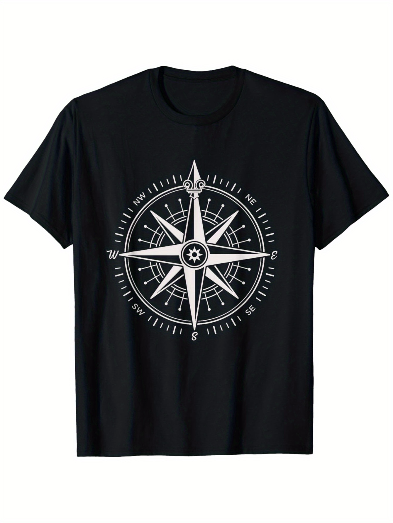 Men's Graphic T-Shirt Intricate Nautical Compass Rose With Ornate Lines Encircling Central Motif Compass