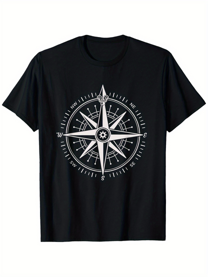 Men's Graphic T-Shirt Intricate Nautical Compass Rose With Ornate Lines Encircling Central Motif Compass
