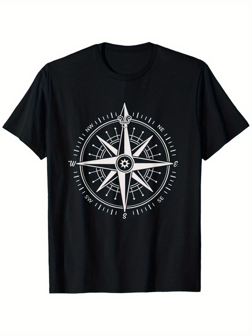 Men's Graphic T-Shirt Intricate Nautical Compass Rose With Ornate Lines Encircling Central Motif Compass