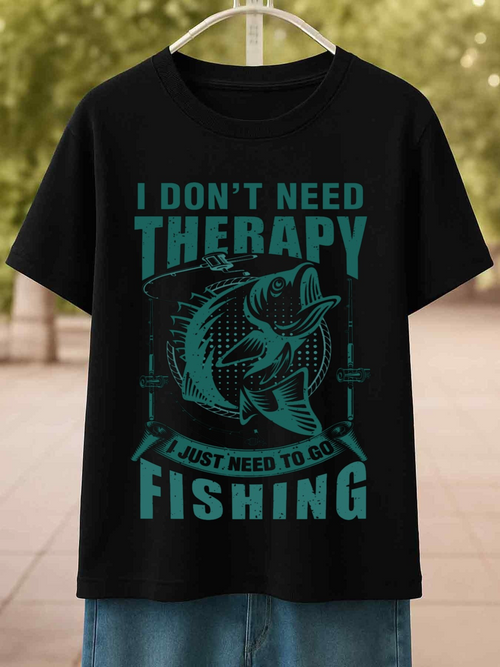 Men's Graphic T-Shirt I Dont Need Therapy Just Need To Go Fishing With Big Jumping Fish