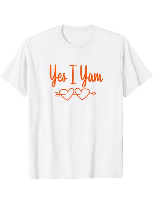Men's Graphic T-Shirt Yes I Yam With Two Interlocking Hearts And Arrow Design