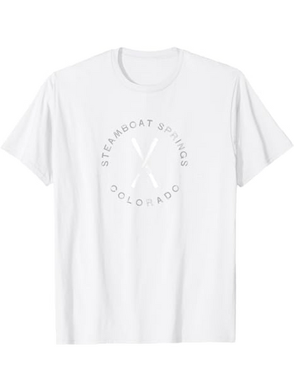 Men's Graphic T-Shirt Steamboat Springs Colorado Minimal Lettering With Graphic Stroked Crossed Lines
