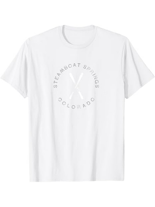 Men's Graphic T-Shirt Steamboat Springs Colorado Minimal Lettering With Graphic Stroked Crossed Lines