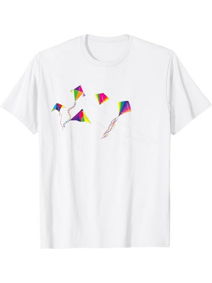 Men's Graphic T-Shirt Colorful Rainbow Streamers Flying In Clear Summer Wind Kite