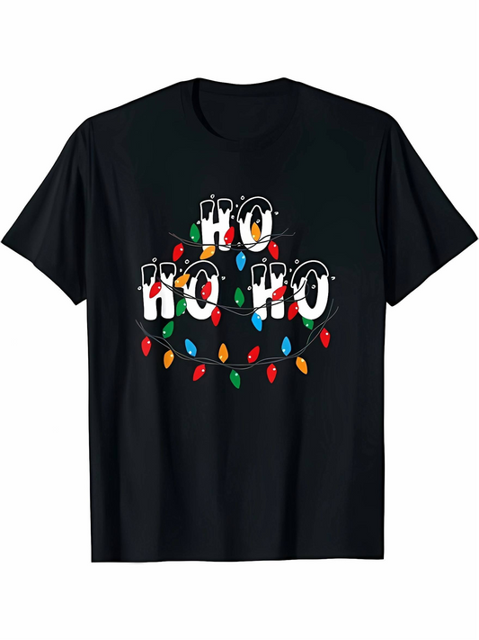 Men's Graphic T-Shirt Ho Ho Ho Christmas Colorful Lights Garland T Shirt
