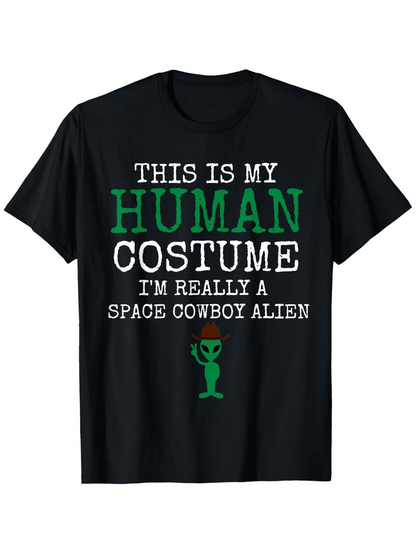 Men's Graphic T-Shirt This Is My Human Costume Standing Green Alien Figure Under Witty Slogan