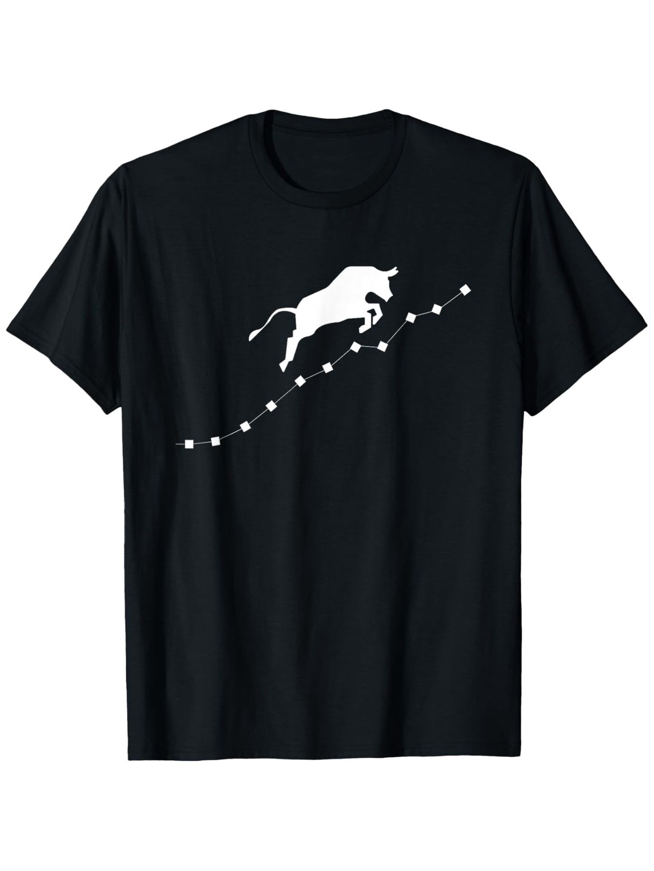 Men's Graphic T-Shirt Rising Dotted Line With Leaping Bull Silhouette Black T Shirt