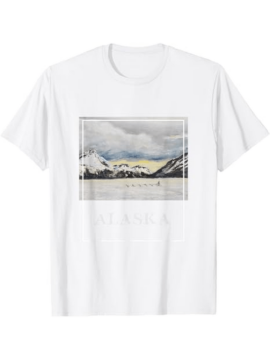 Men's Graphic T-Shirt Alaska Snowcapped Peaks With Chilly Lake Beneath Twilight Sky Mountain