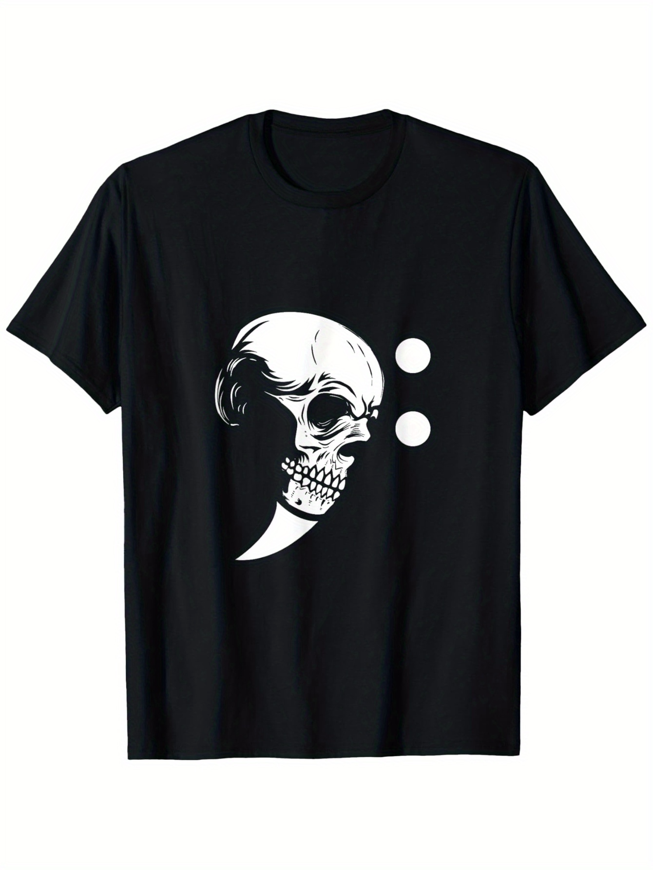 Men's Graphic T-Shirt Abstract Composition With Human Skull And Punctuation Mark Skull