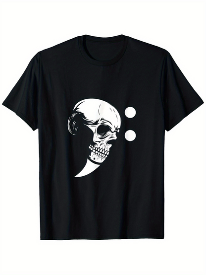 Men's Graphic T-Shirt Abstract Composition With Human Skull And Punctuation Mark Skull