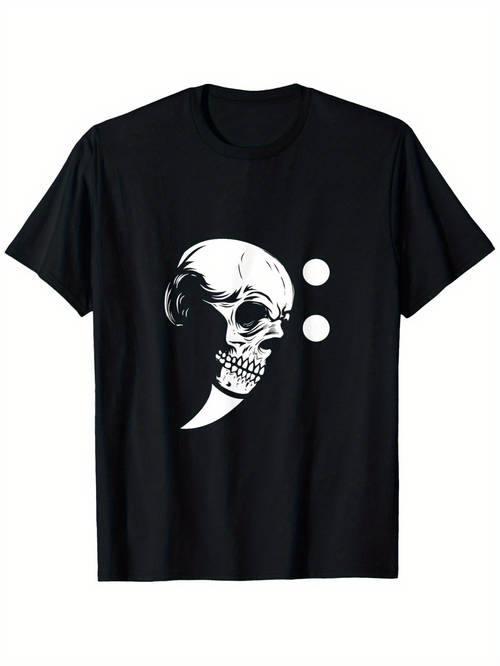 Men's Graphic T-Shirt Abstract Composition With Human Skull And Punctuation Mark Skull