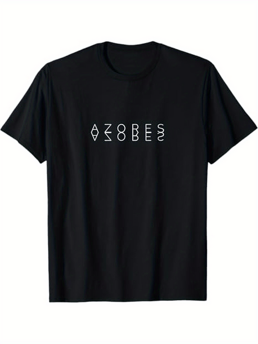 Men's Graphic T-Shirt Stylized Letters Forming Vertical Modern Graphic With Minimal Line Details T Shirt