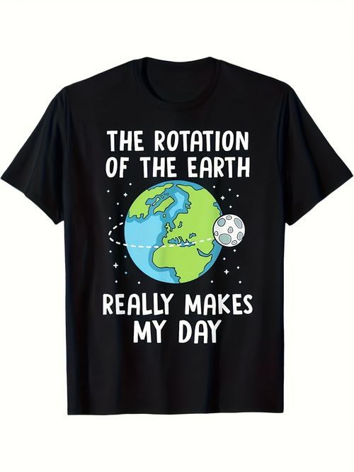 Men's Graphic T-Shirt The Rotation Of The Earth With Moon And Stars Orbiting Around Planet Earth