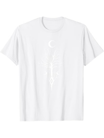 Men's Graphic T-Shirt Mystical Crescent Moon And Sacred Geometric Symbols Among Light Energy Sword
